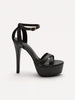 TuEzra 1 Pair Sexy Fashion Solid Color Buckle Stiletto High Heel Platform Sandals, Black, Summer Clubwear